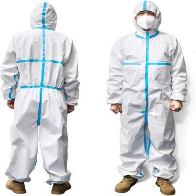 Disposable Protective Coverall Suit Long Front Zipper Elastic Waistband & Cuffs Isolation Suit